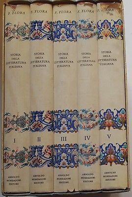F. Flora: Storia della Letteratura Italiana COFANETTO 5 VOL. Mondadori 1961 A98 - copertina