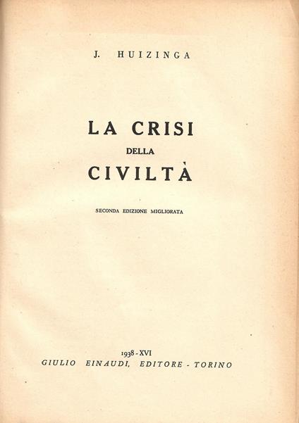La crisi della civiltà Seconda edizione migliorata - copertina