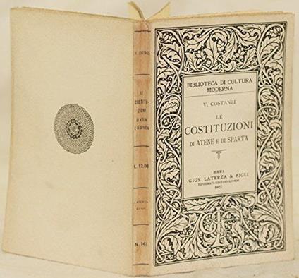 le costituzioni di atene e di sparta - copertina