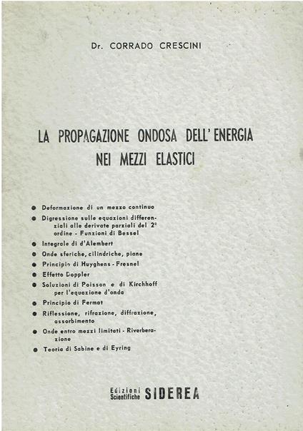 La propagazione ondosa dell'energia nei mezzi elastici - copertina
