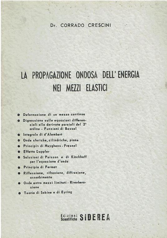La propagazione ondosa dell'energia nei mezzi elastici - copertina