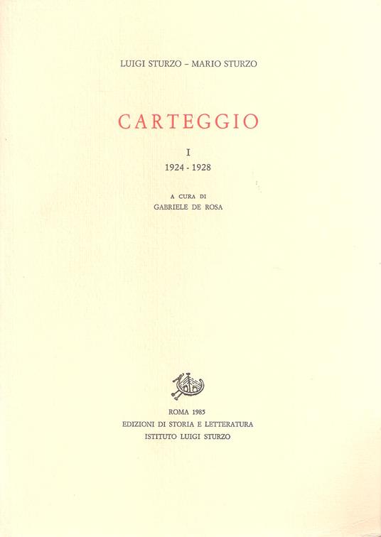Carteggio 1924-1940 5 voll - Luigi Sturzo - copertina