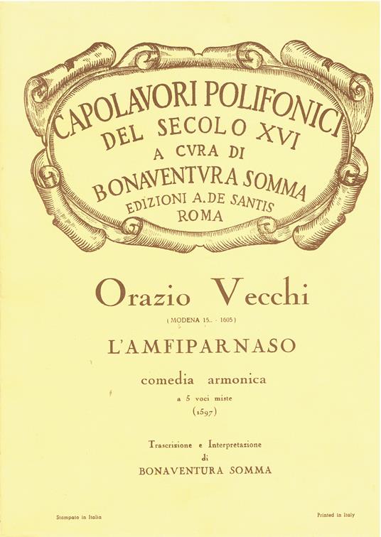 L' Amfiparnaso. comedia armonica a 5 voci miste (1597) - Orazio Vecchi - copertina