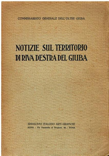 Notizie sul territorio di riva destra del Giuba - copertina