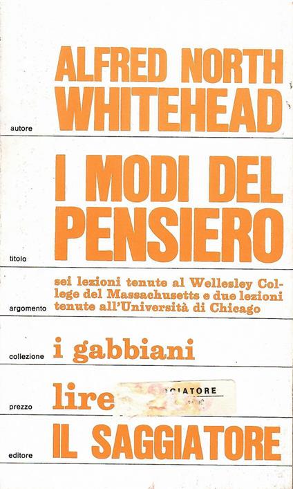 I modi del pensiero - Alfred North Whitehead - copertina