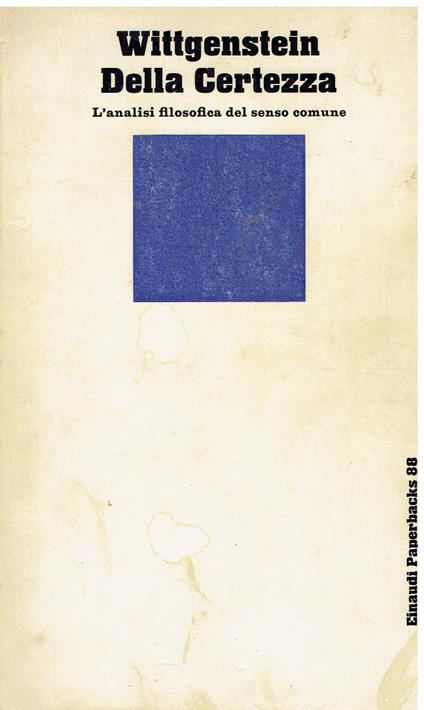 Della certezza - Ludwig Wittgenstein - copertina