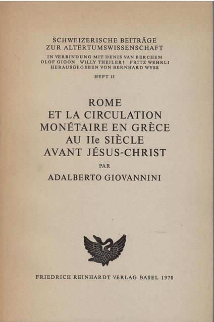 Rome Et La Circulation Monetaire En Grece Au IIE Siecle Avant Jesus-christ - copertina