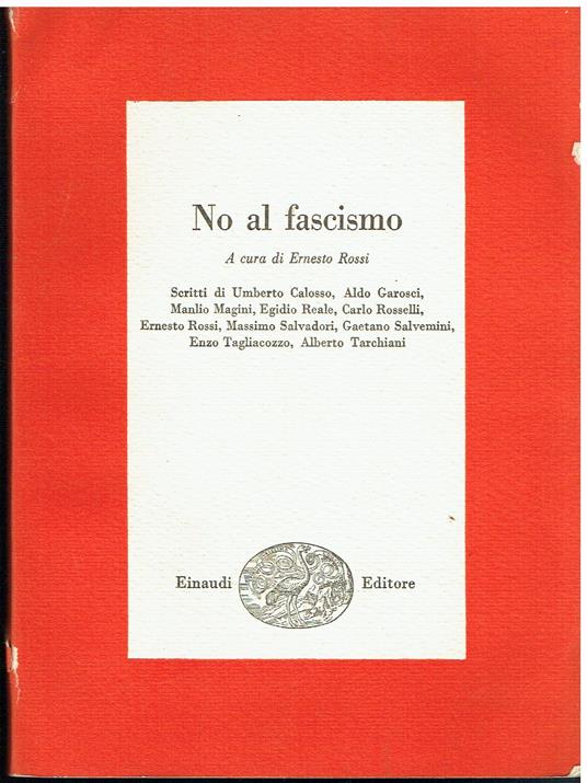 No al fascismo - Ernesto Rossi - copertina