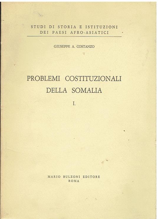 Problemi costituzionali della Somalia I - copertina
