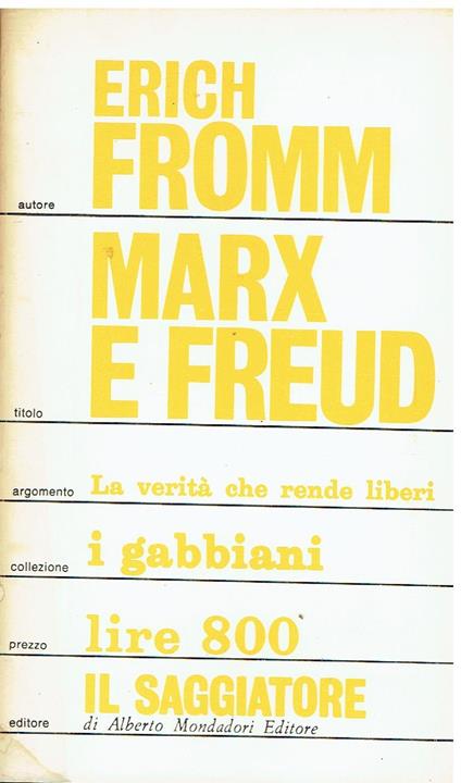 Marx e Freud - Erich Fromm - copertina