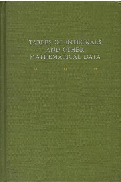 Tables of Integrals and Other Mathematical Data - copertina