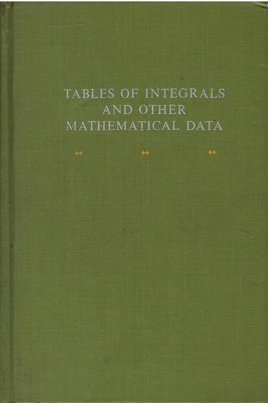 Tables of Integrals and Other Mathematical Data - copertina