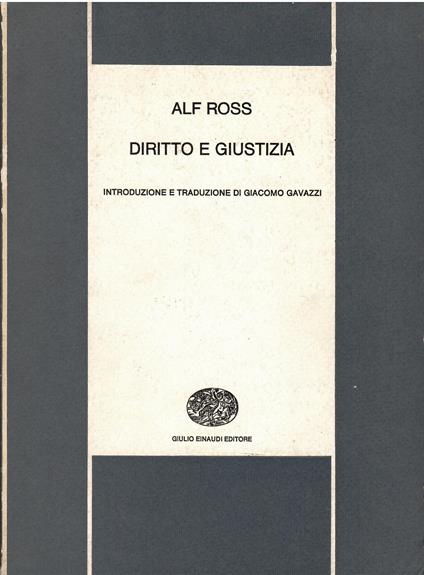 Diritto e giustizia - Alf Ross - copertina