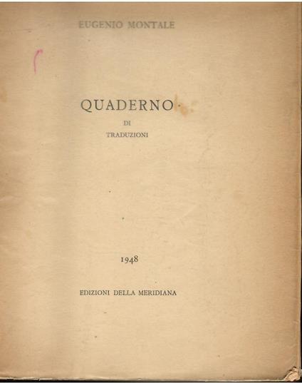 Quaderno di traduzioni - Eugenio Montale - copertina