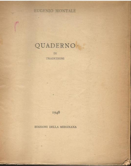 Quaderno di traduzioni - Eugenio Montale - copertina