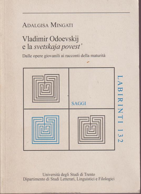 Vladimir Odoevskij e la svetskaja povest' - copertina