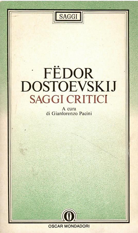 Saggi critici - Fëdor Dostoevskij - copertina
