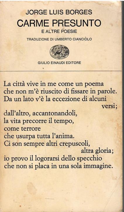 Carme Presunto E Altre Poesie - Jorge L. Borges - copertina