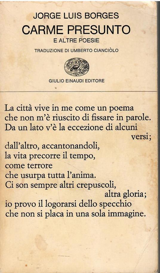 Carme Presunto E Altre Poesie - Jorge L. Borges - copertina