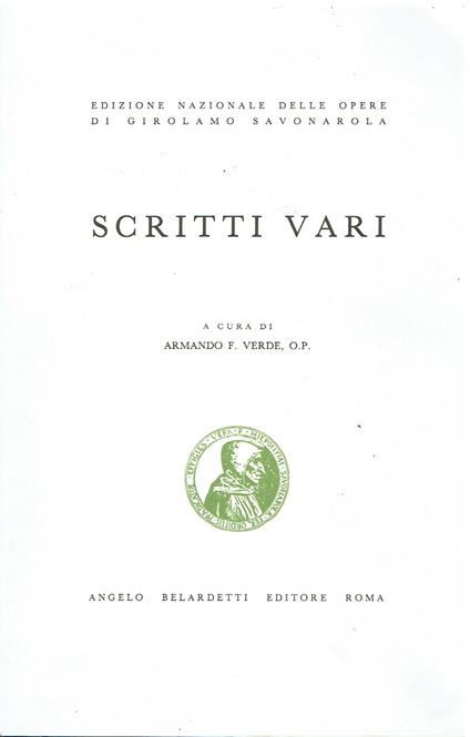 Scritti vari - Girolamo Savonarola - copertina
