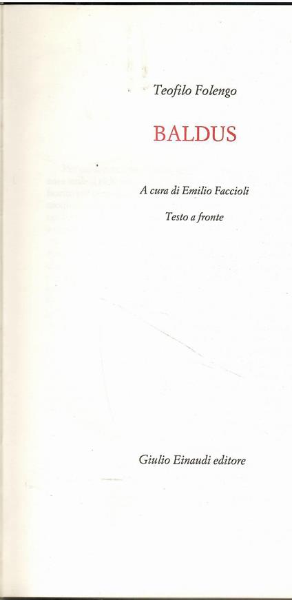 Baldus - Teofilo Folengo - copertina