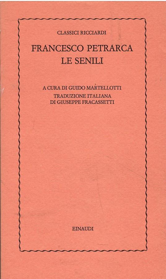 Le senili - Francesco Petrarca - copertina