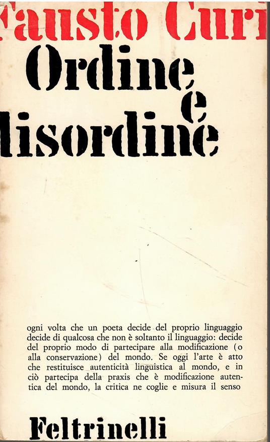 Ordine E Disordine - Fausto Curi - copertina