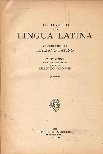 Dizionario Italiano Latino - copertina
