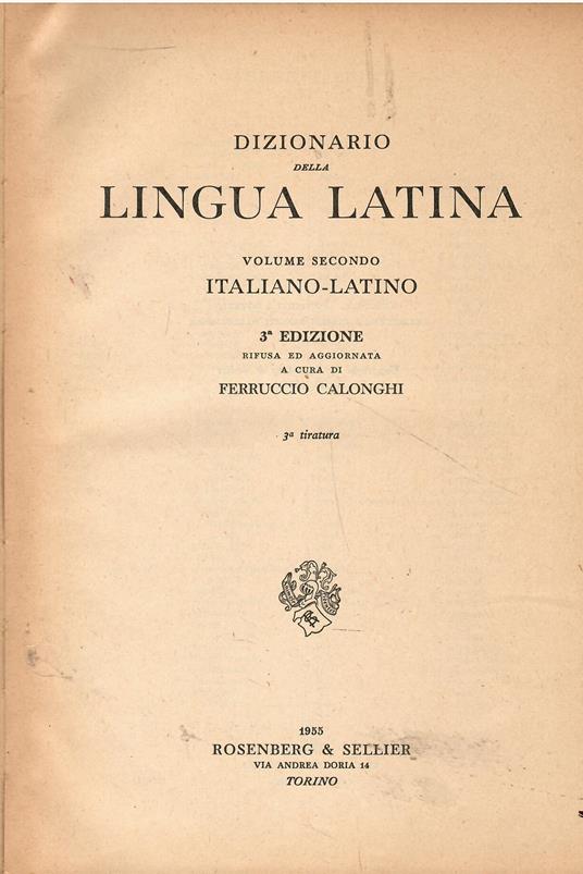Dizionario Italiano Latino - copertina