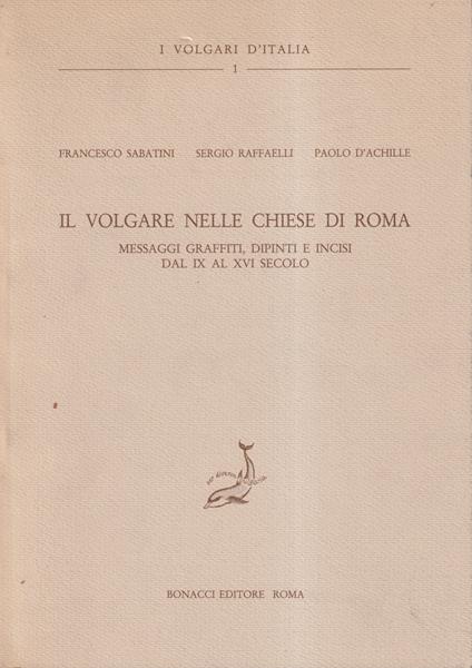 Il volgare nelle chiese di Roma - copertina
