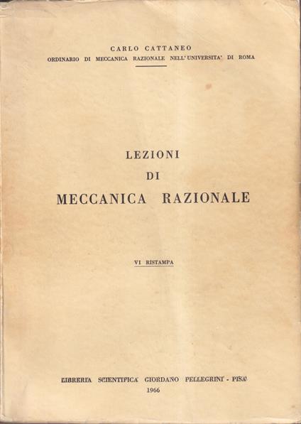 Lezioni di meccanica razionale - Carlo Cattaneo - copertina