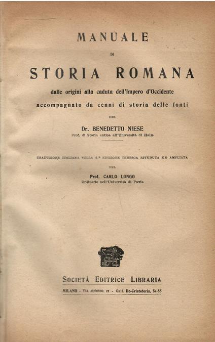 Manuale di storia romana - copertina