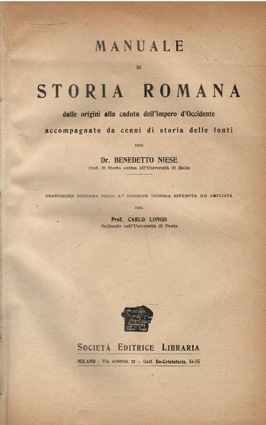 Manuale di storia romana - copertina