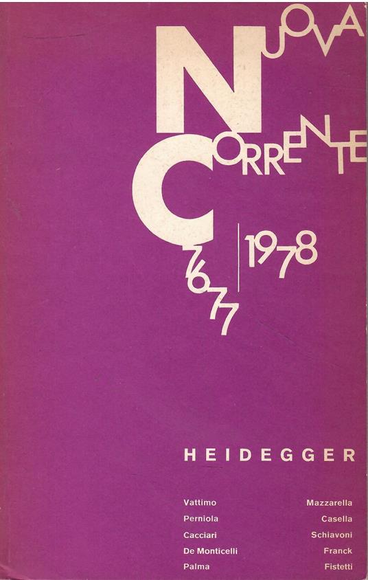 Nuova Corrente 76-77, anno 1978. Heidegger - copertina