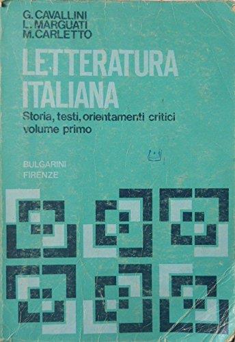 Letteratura Italiana Vol. 1 Dalle Origini Al Quattrocento - copertina