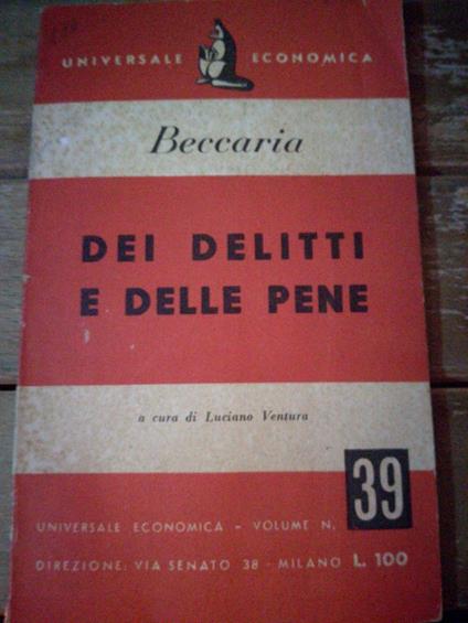 Beccaria C. - Dei Delitti e delle Pene - copertina