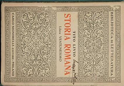 Storia romana. Libro ventunesimo - copertina
