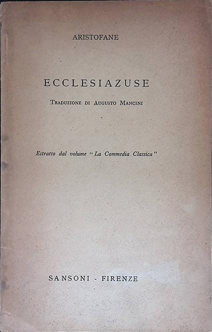 Ecclesiazuse. L'assemblea delle donne - Aristofane - copertina