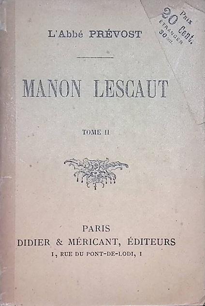 Manon Lescaut. Tome II - copertina
