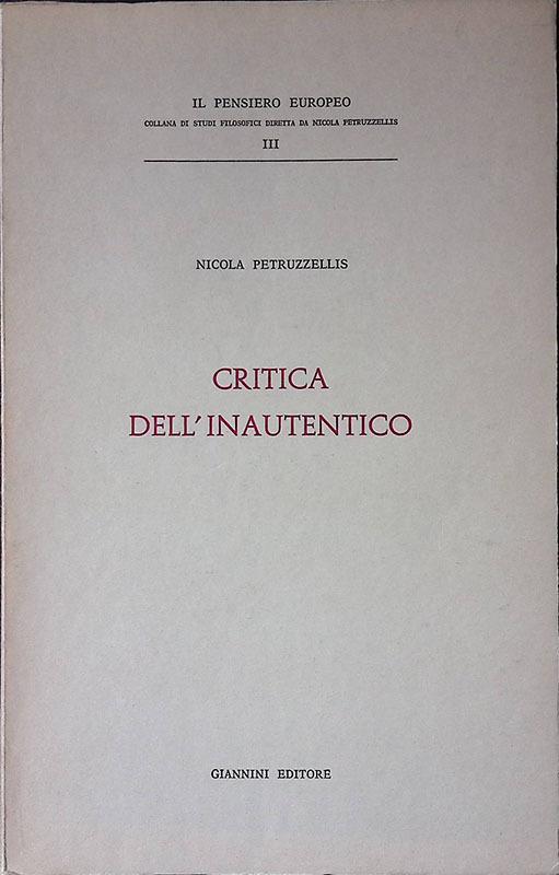 Critica dell'inautentico - Nicola Petruzzellis - copertina