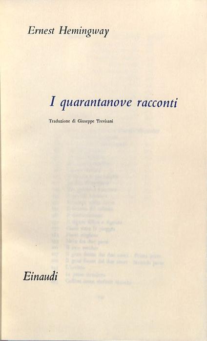 I quarantanove racconti - Ernest Hemingway - copertina