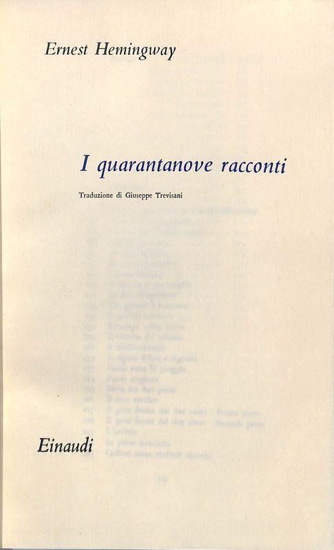 I quarantanove racconti - Ernest Hemingway - copertina