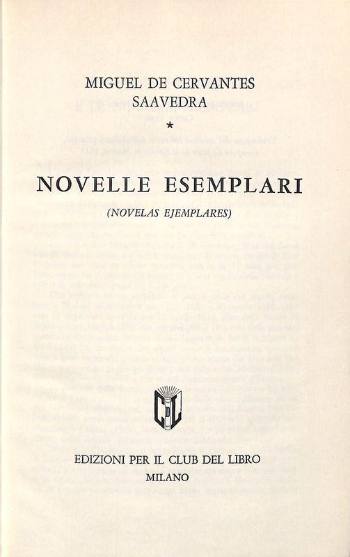 Novelle esemplari - Miguel de Cervantes - copertina