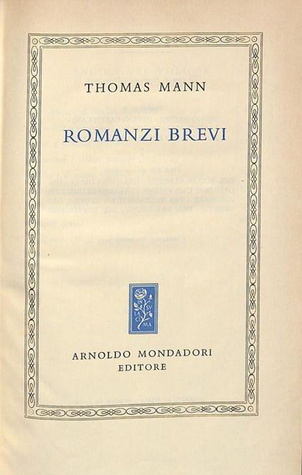 Romanzi brevi - Thomas Mann - copertina