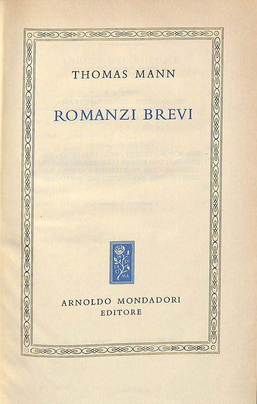 Romanzi brevi - Thomas Mann - copertina