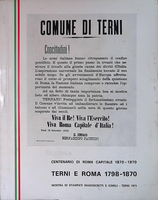 Terni e Roma 1798-1870. Catalogo della mostra - copertina
