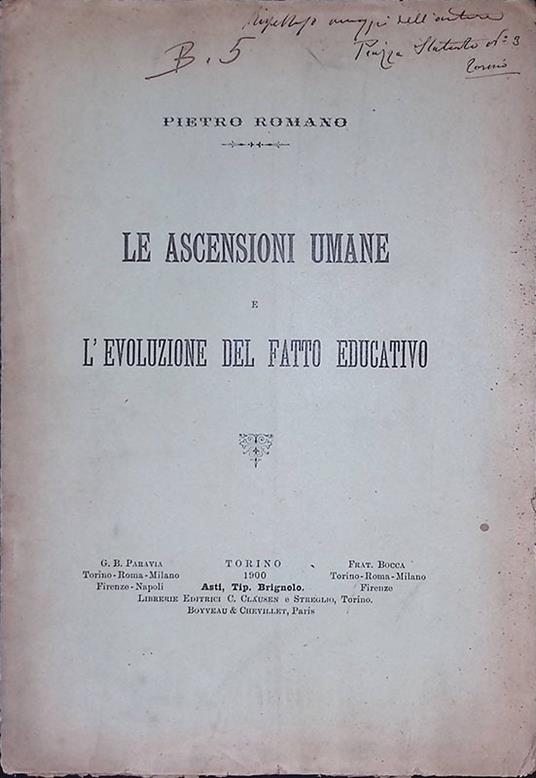 Le ascensioni umane e l'evoluzione del fatto educativo - Pietro Romano - copertina