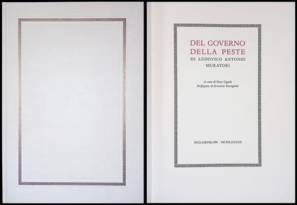 Del governo della peste di Ludovico Antonio Muratori - copertina