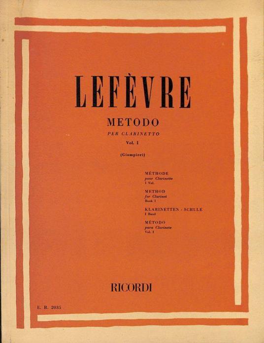 Metodo per clarinetto. Vol. I - copertina