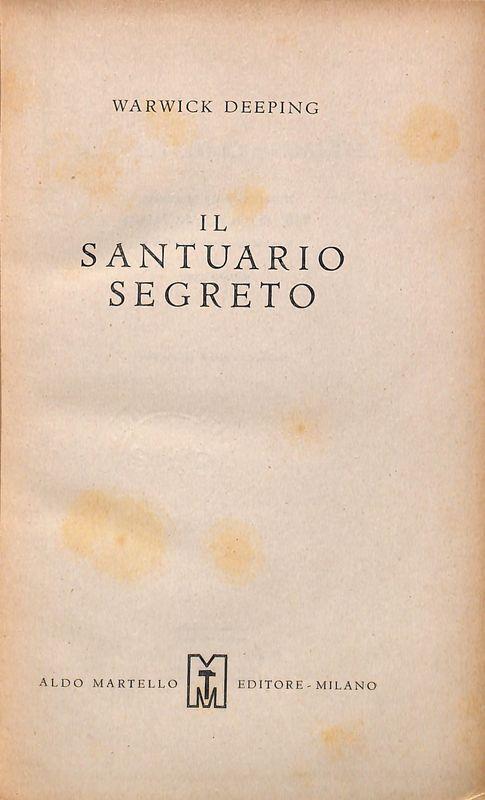 Il santuario segreto - Warwick Deeping - copertina